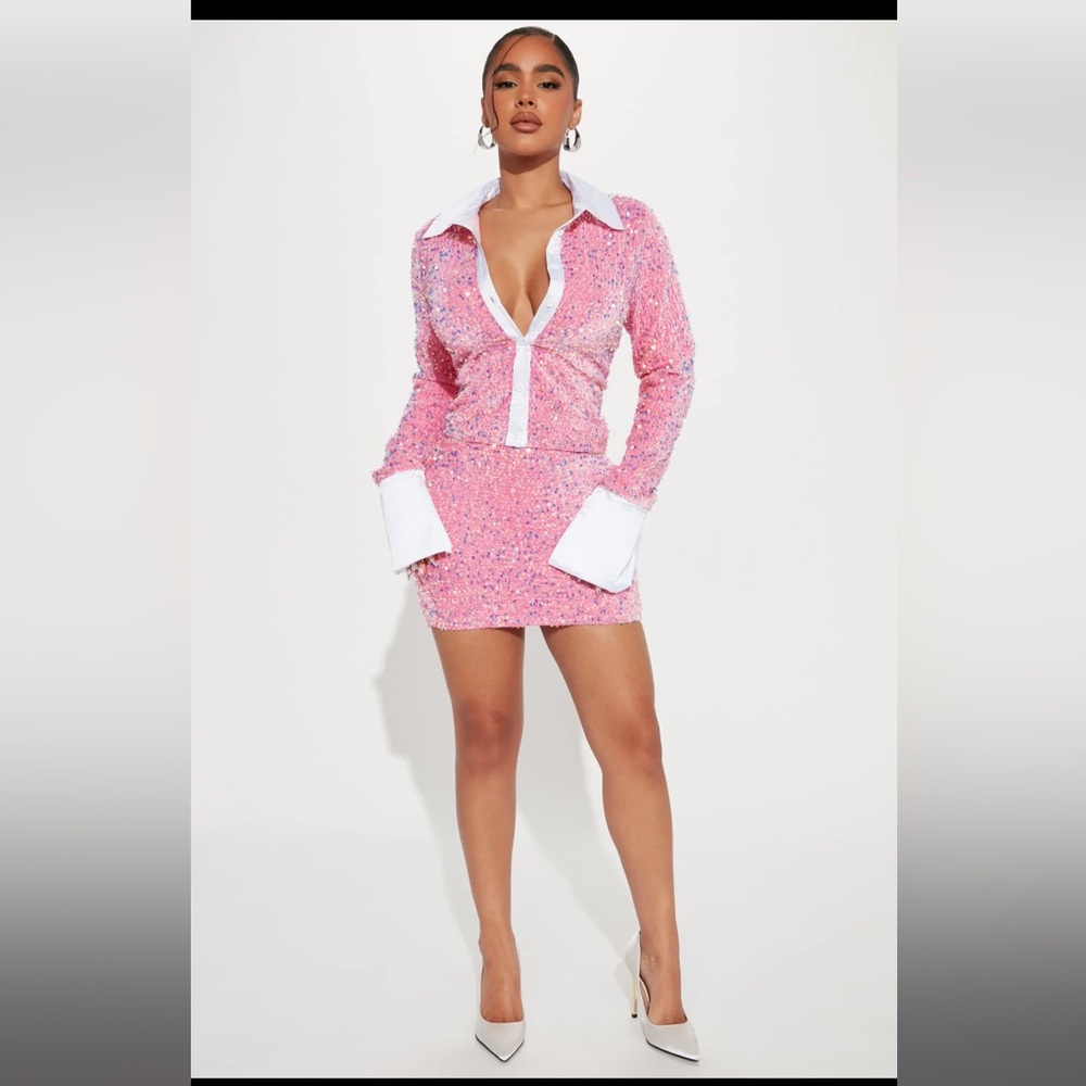 Fashion Nova Cassandra Sequin Skirt Set size M